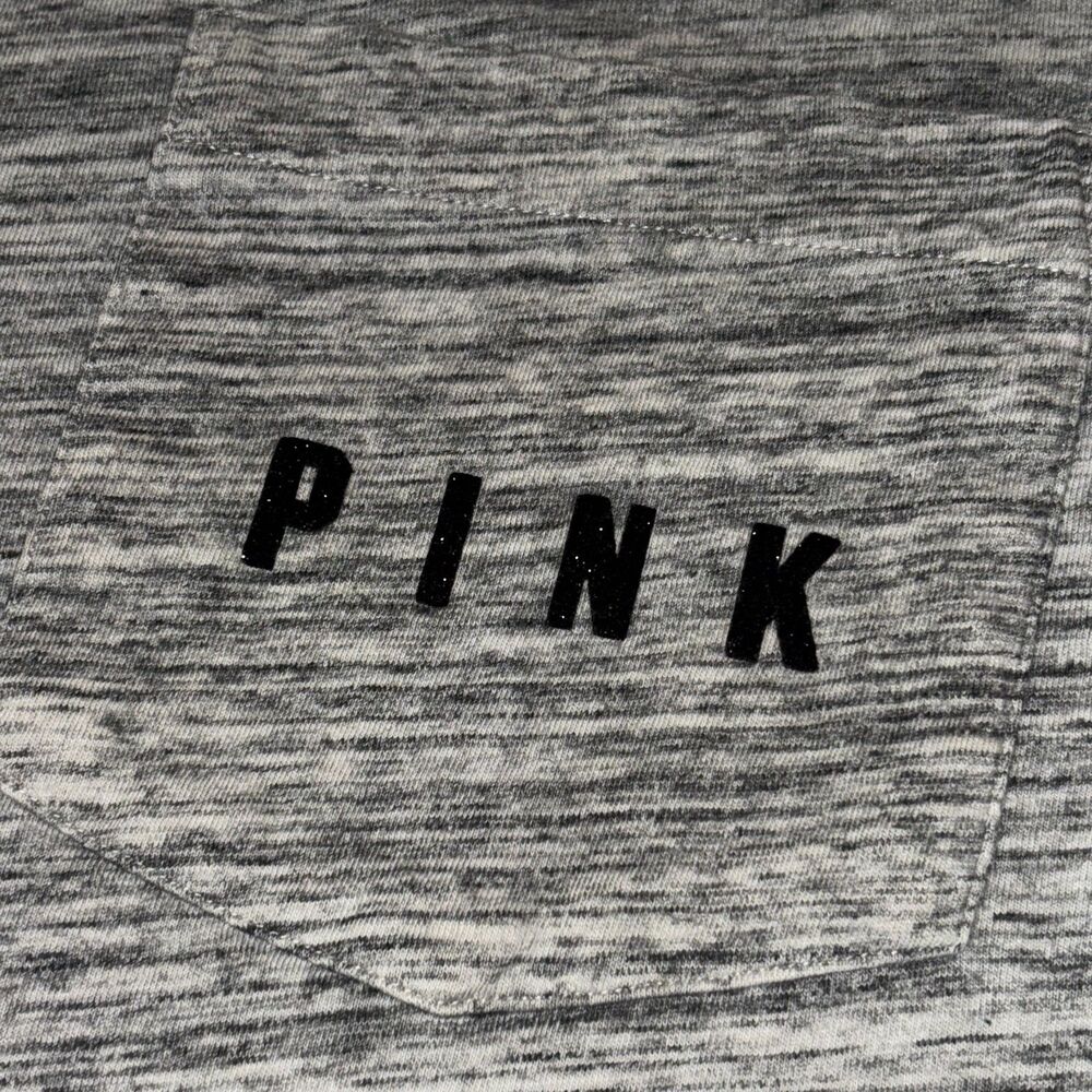 Victoria’s Secret PINK Checker Sequin Bling Gray Short Sleeve Tee Shirt - LG - Picture 4 of 9